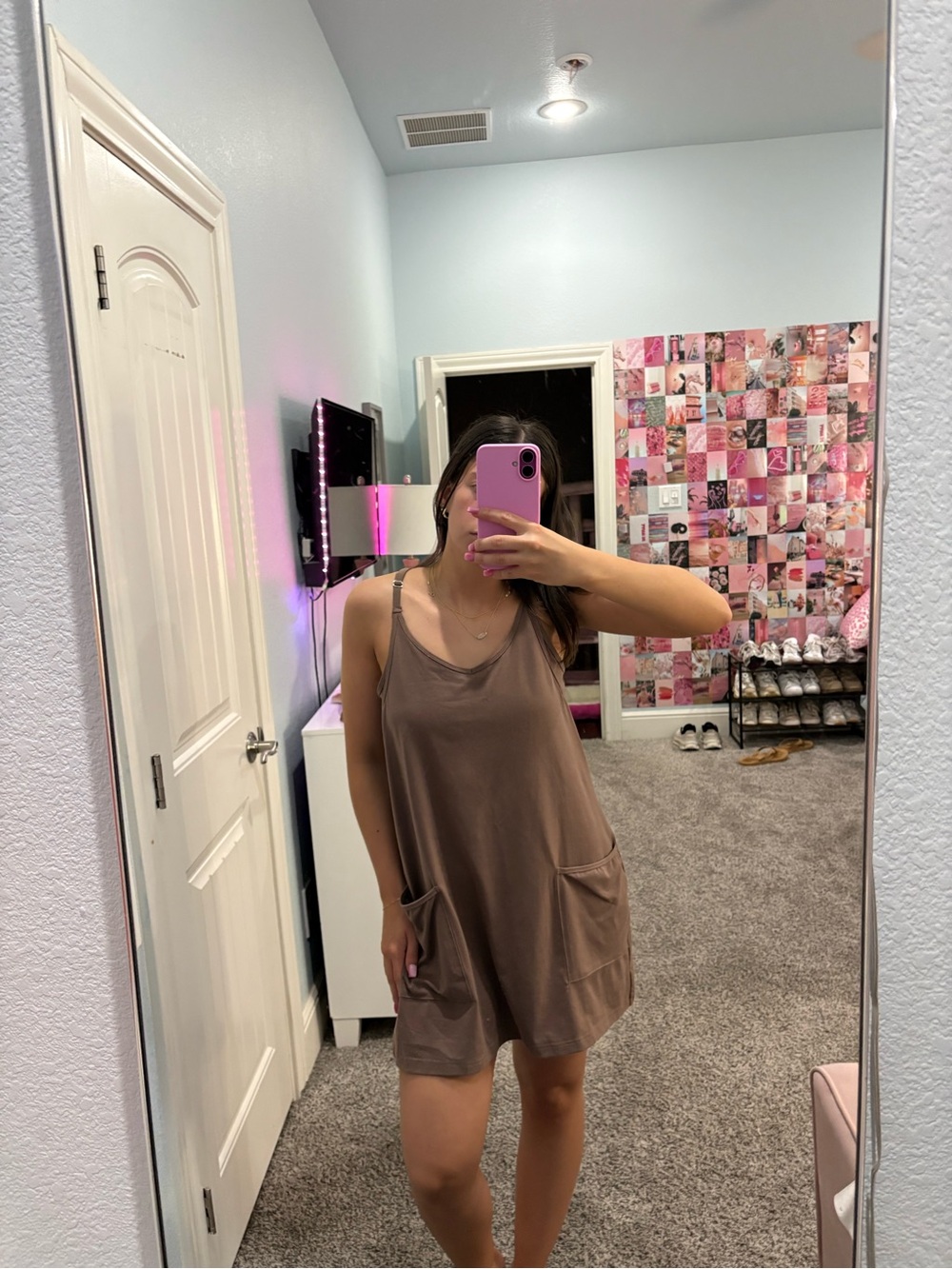 Amazon Brown Sleeveless Pocket Romper